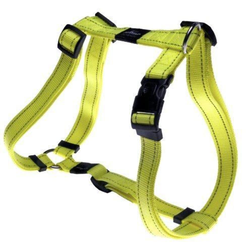 Reflective Adjustable Dog H Harness for Extra Large Dogs - High Visibility Pet Safety Gear with Matching Collar & Leash (Yellow) | Perfect for Night Walks, Jogging & Outdoor Adventures