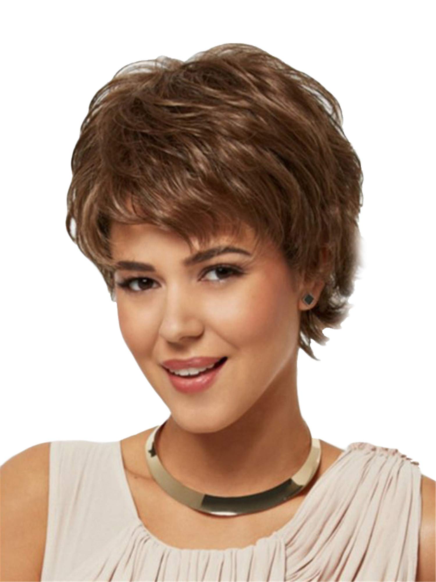 Andongnywell Short Curly Synthetic Wigs for Women - Natural Looking Full Capless Hairpiece for Everyday Wear | Perfect for Cosplay, Daily Use & Special Occasions