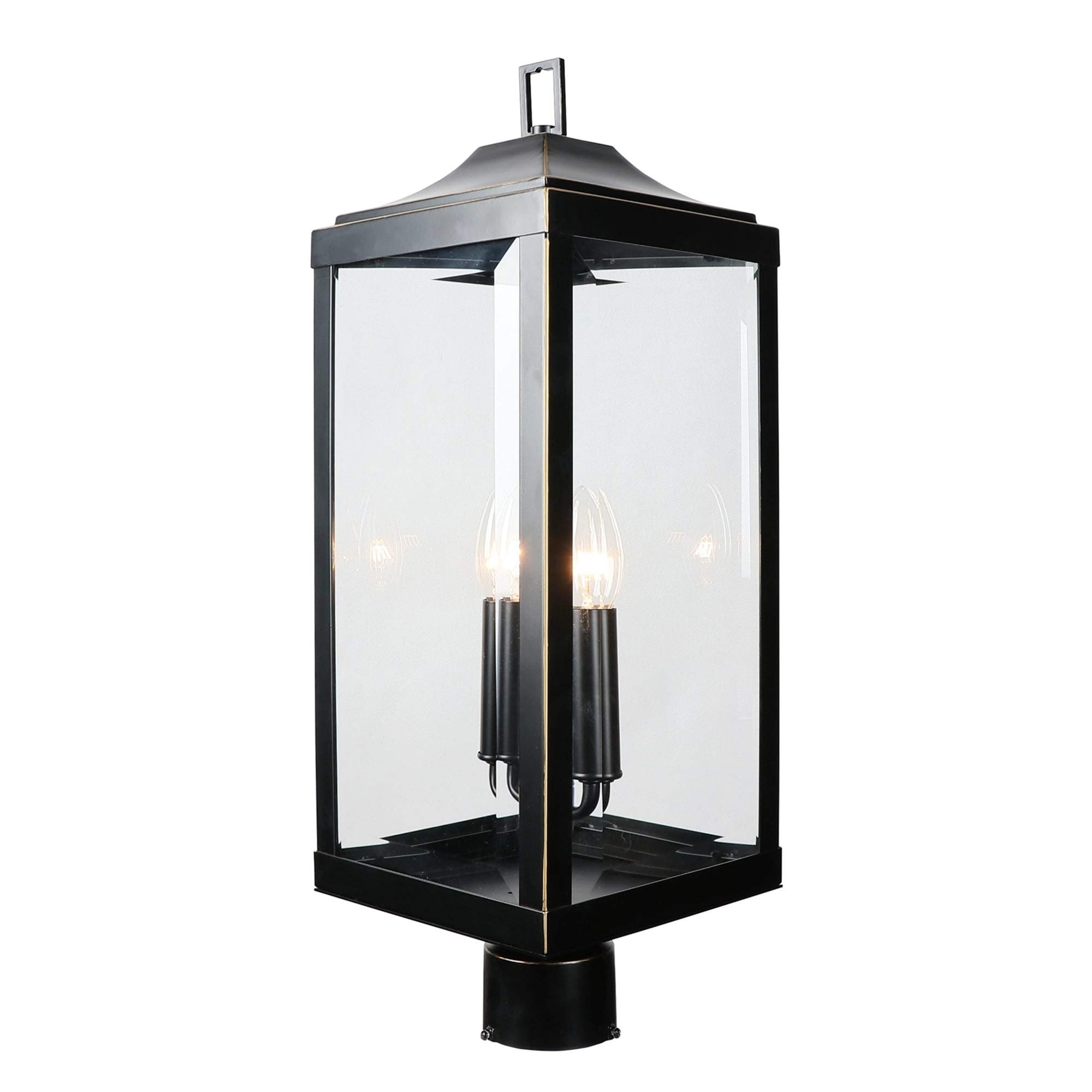 Energy Efficient 2-Light Outdoor Post Lantern in Imperial Black - Perfect for Porch, Patio, and Garden Lighting