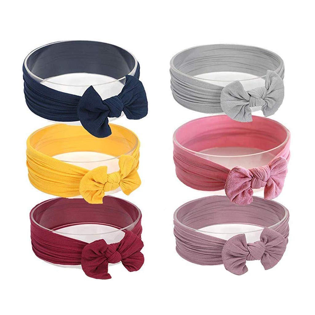 APSAMBR - 3PCS Random Color Baby Nylon Headbands, Soft Stretchy Turban Knot Hairbands for Girls | Perfect for Newborns, Toddlers & Photo Shoots