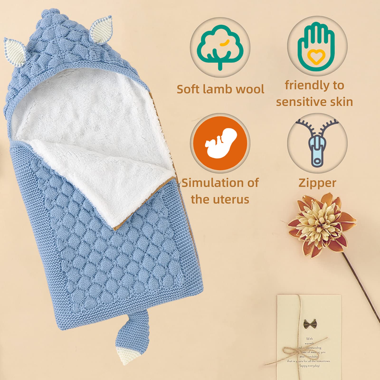 Opewod Unisex Baby Swaddle Blankets - Soft Fleece Knit Swaddle Wrap for Newborns 0-12 Months - Warm Stroller Wrap for Baby Girls & Boys - Perfect for Sleeping, Nursing & On-the-Go Comfort