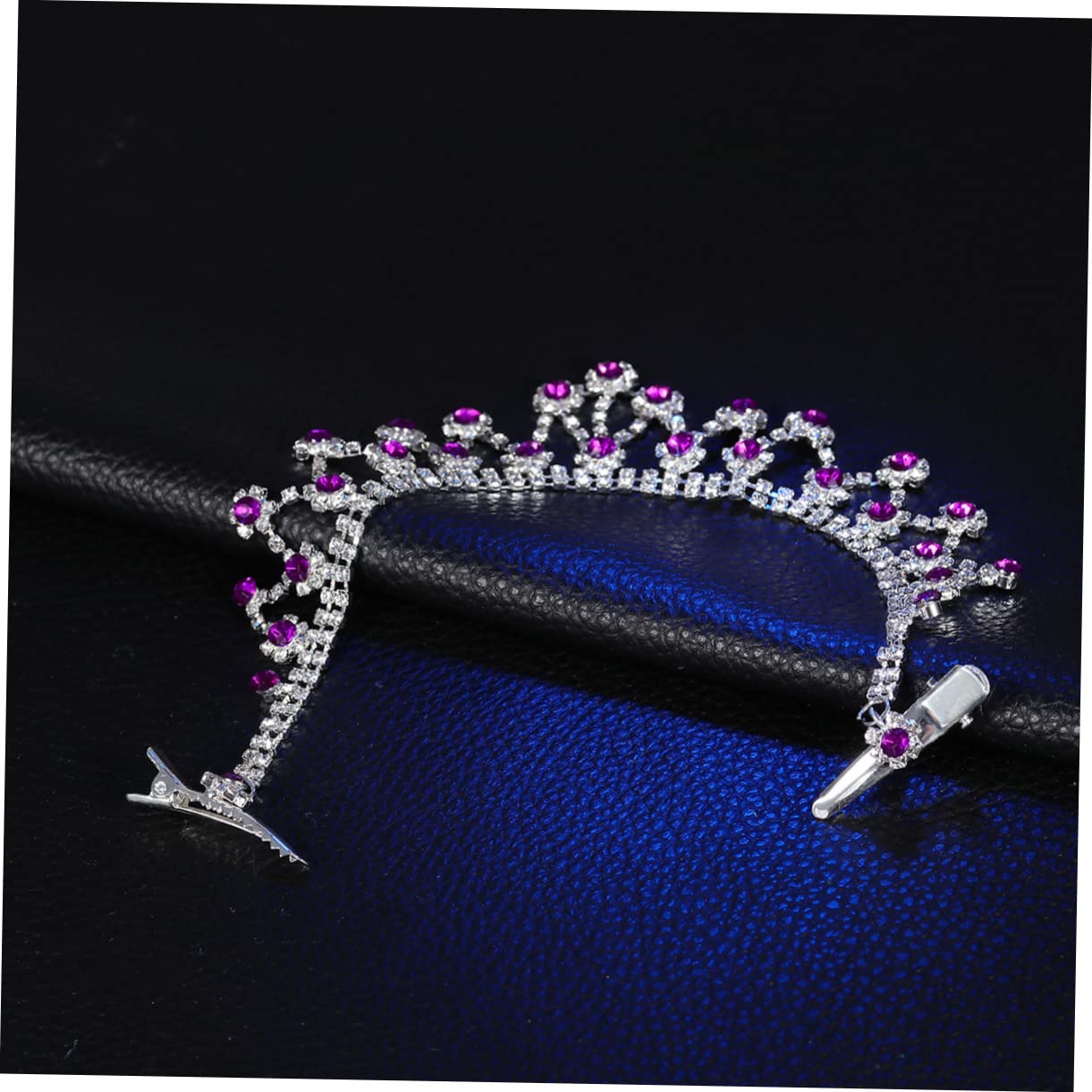 FRCOLOR 2-Piece Purple Wedding Tiara Forehead Chain Bridal Headpiece - Elegant Bride Forehead Jewelry for Wedding, Prom, Party & Special Occasions