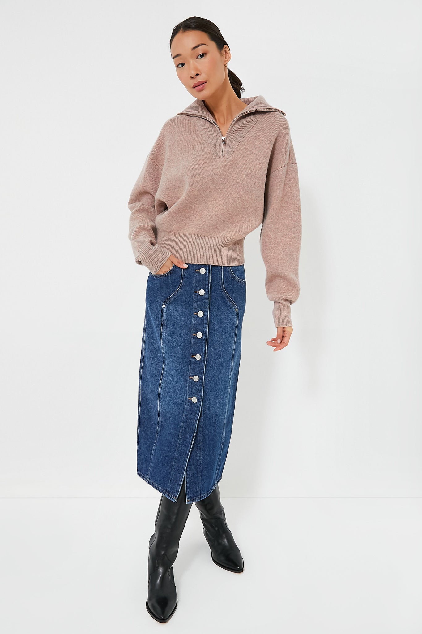 Blue Vandy Skirt for Women - Stylish A-Line Midi Skirt with Pockets | Perfect for Casual Wear, Office Outfits & Summer Fashion
