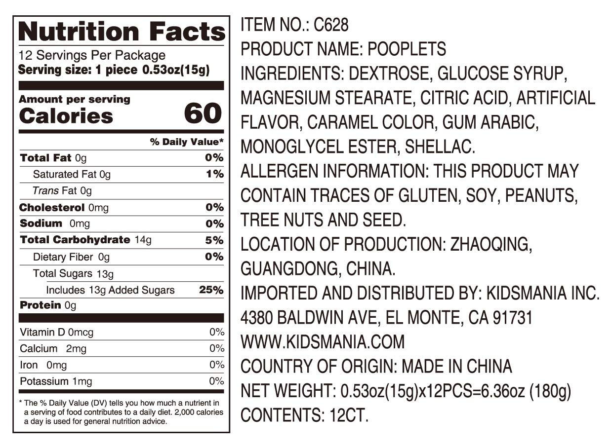 Kidsmania Pooplets Poop Emoji Shaped Candy Toy - 12 Count Display Box | Fun Novelty Gifts for Kids Birthday Parties & Prank Gifts