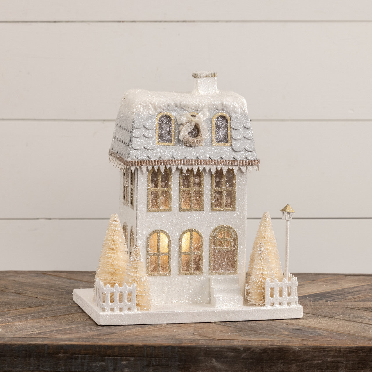 LED Light Up Townhouse - Miniature Fairy House for Home Decor, Garden, and Christmas Village Display | Perfect for Holiday Displays, Fairy Gardens, and Tabletop Decorations