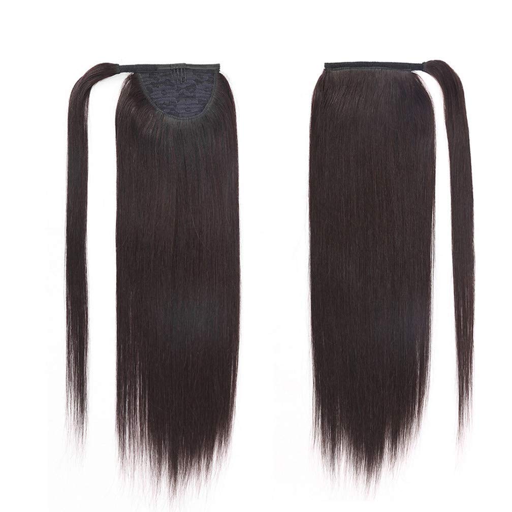 Remy Human Hair Straight Long Ponytail Extensions - 20'' Clip-in Wrap Around Ponytail for Women (80g, 10#) - Perfect for Parties, Weddings & Daily Styling