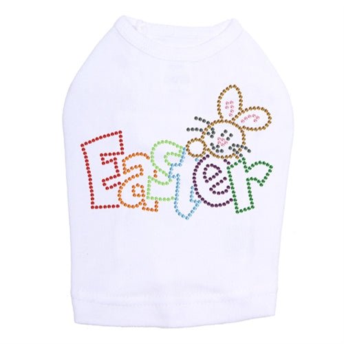 Sparkling Rhinestone Easter Bunny Dog Tank Top - Cute & Stylish Pet Apparel for Easter Celebrations & Spring Outings