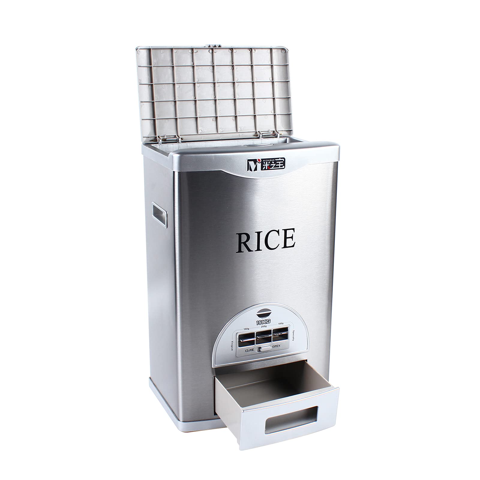 TBVECHI 25lbs Rice Storage Container with Auto Dispenser - ABS Inner Tank, Cone-Shaped Funnel & 3 Measuring Gears - Perfect for Rice, Dry Food & Fruit Storage in Kitchen/Pantry