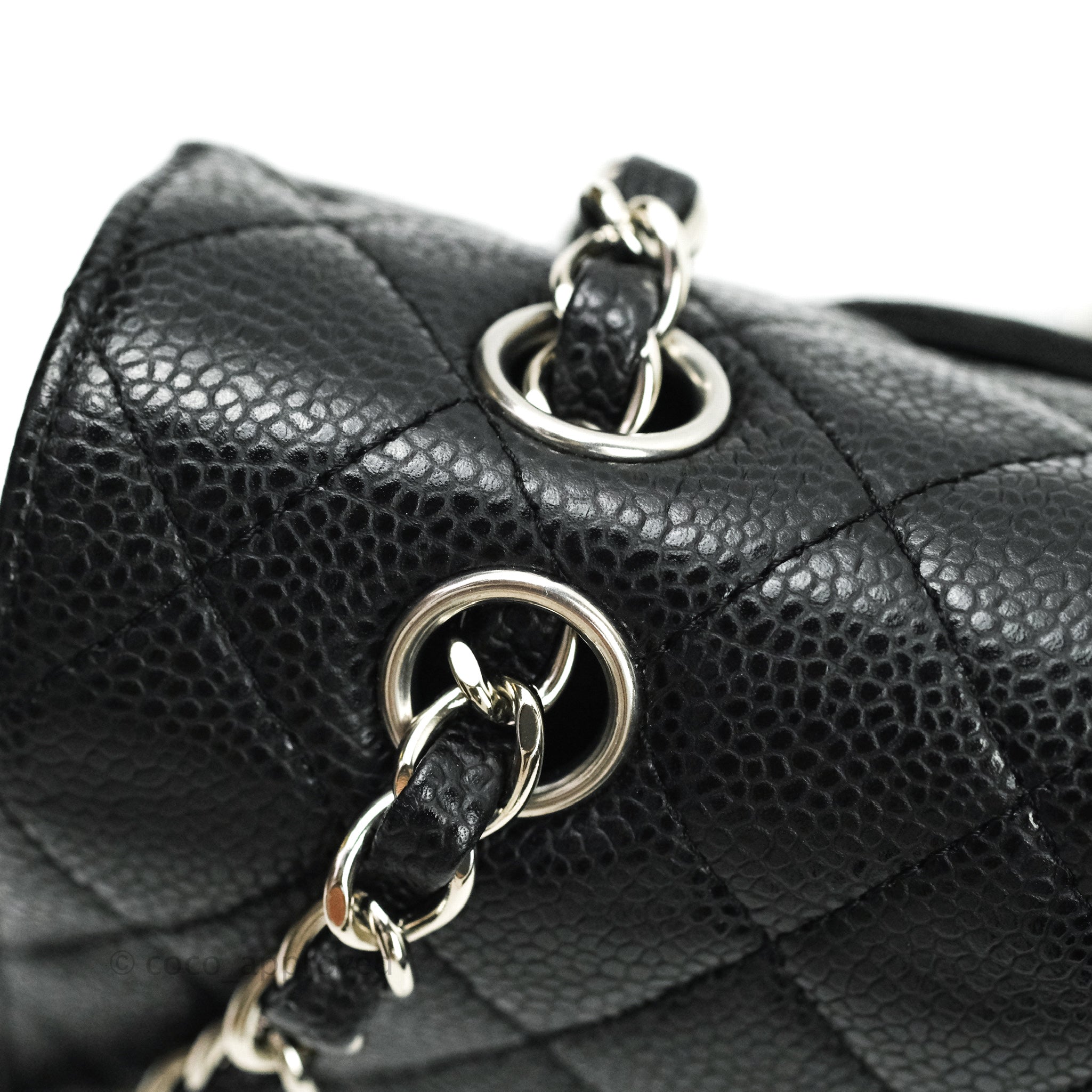 Chanel Classic Medium Double Flap Bag Black Caviar Leather with Silver Hardware - Luxury Designer Handbag for Women, Perfect for Work, Evening & Special Occasions