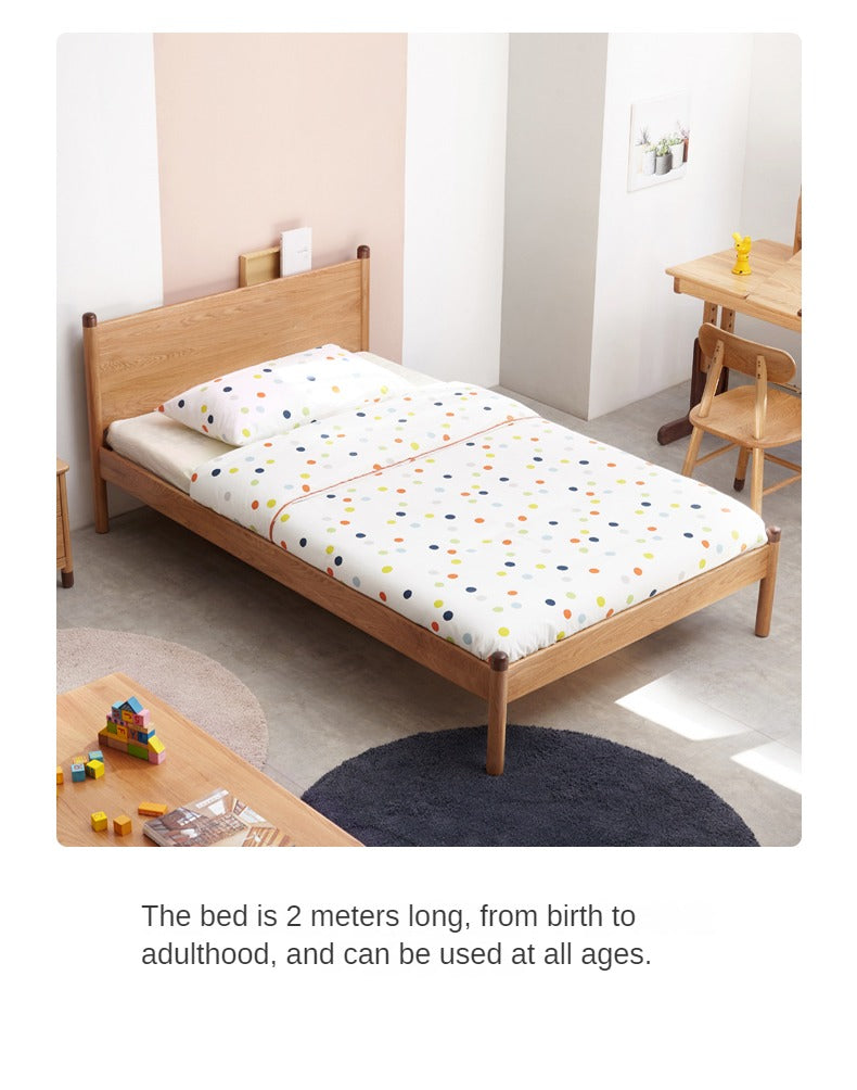 Solid Oak Wood Kids Bed - Sturdy & Safe Children's Bedroom Furniture for Toddlers & Teens - Perfect for Bedrooms, Daycare, and Guest Rooms