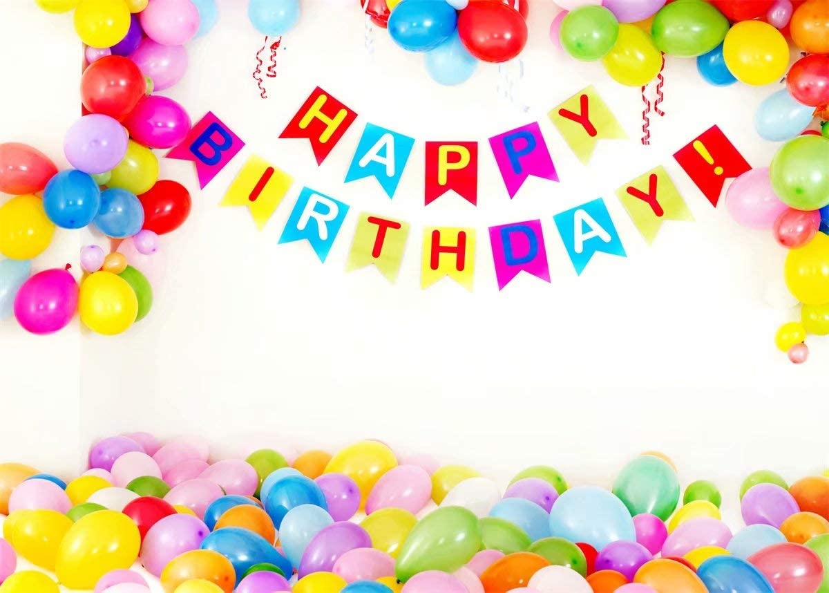 BELECO 7x5ft Colorful Balloons Happy Birthday Backdrop - Fabric Party Decor for Boys Girls Kids Birthday Photoshoot | Perfect for Indoor Birthday Parties, Baby Showers & Photo Booth Backgrounds