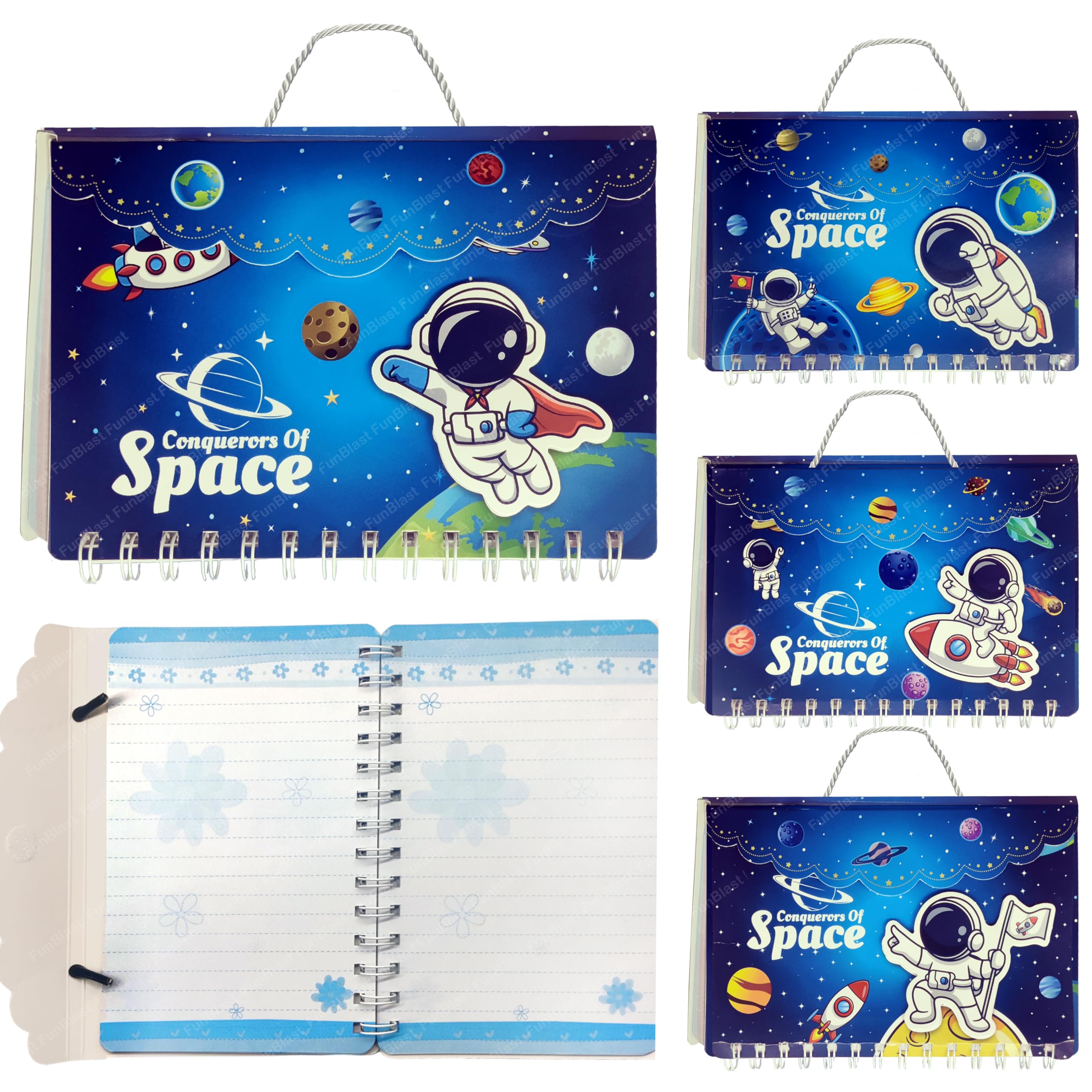 FunBlast Spiral Notebook Ruled - A5 Spiral Bound Diary for Girls & Kids, 120 Pages | Cute Space Themed Notebook for School, Journaling & Gift Giving | Perfect Return Gifts, Birthday Presents & Stationery Supplies
