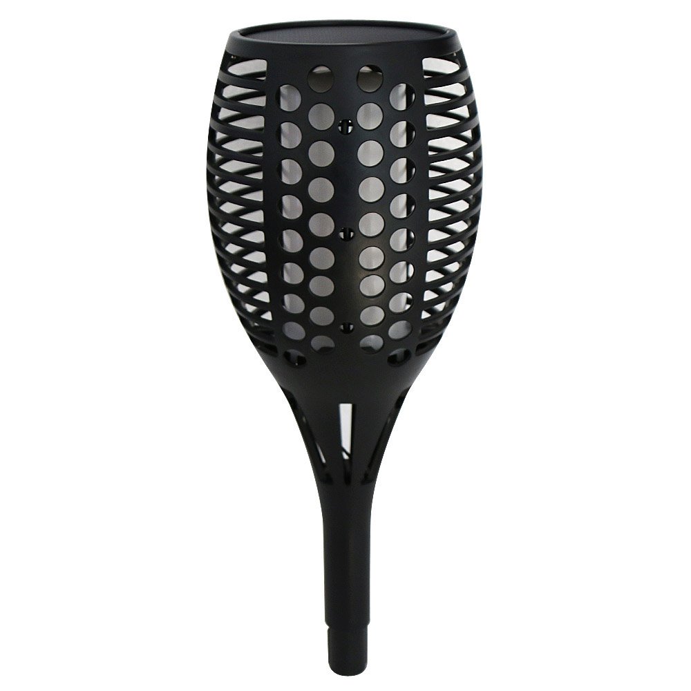 96-LED Solar Powered Wall Lamp with Motion Sensor - Black Outdoor Torch Light for Garden, Patio, and Pathway Lighting | Energy Efficient Warm White LED Security Light