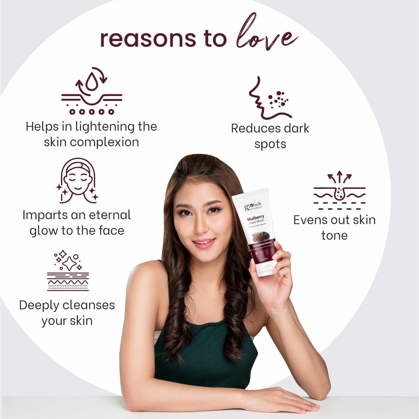 Globus Naturals Vitamin C & Mulberry Face Wash Combo Set of 2 (75g Each) - Brightening, Age Spot Removal, Suitable for All Skin Types | Daily Skincare Routine for Glowing Complexion