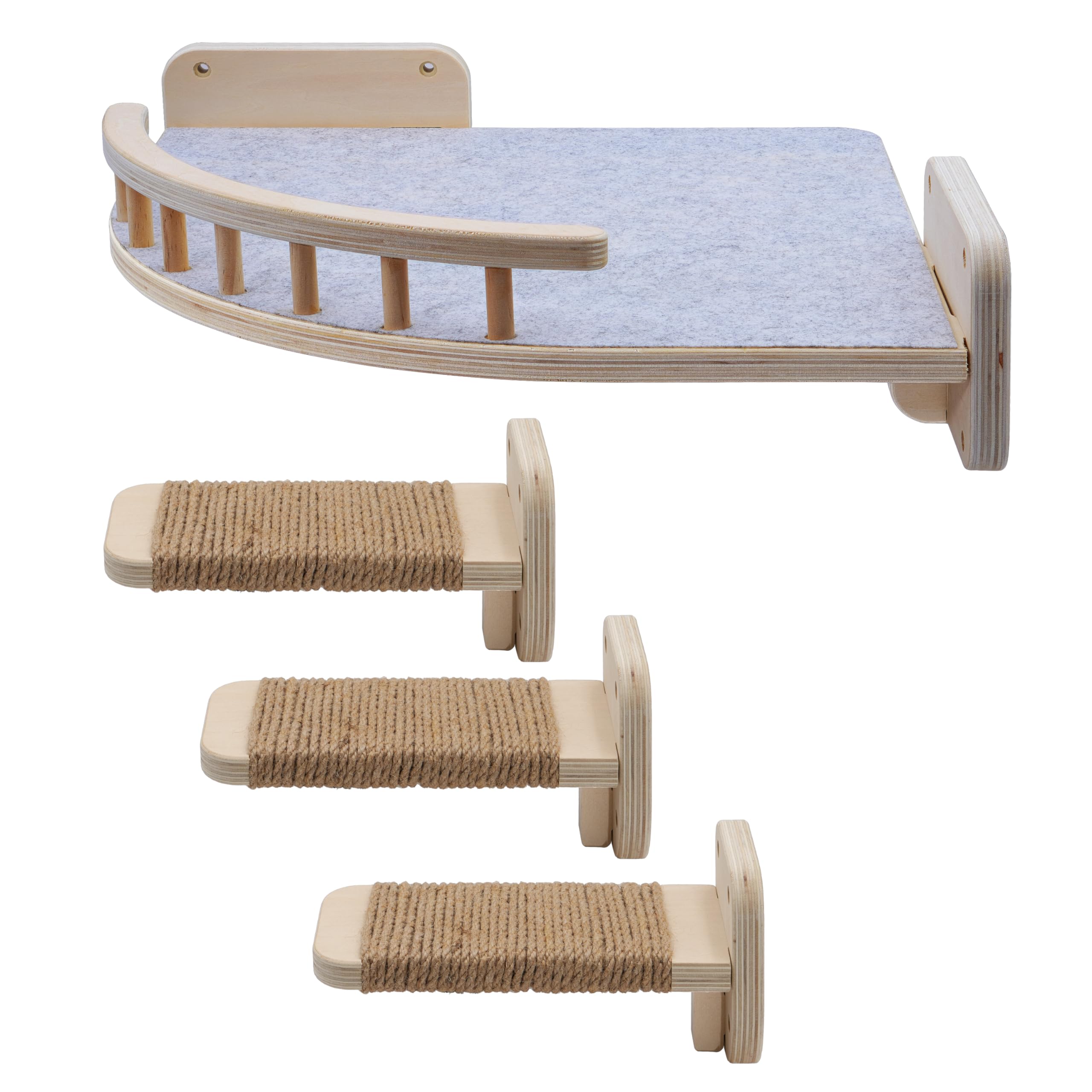 UNTITLDW Cat Wall Shelves with Steps - Multi-Level Floating Cat Perch & Climbing Shelf for Indoor Cats | Wall-Mounted Cat Furniture for Playing, Lounging & Exercise | Space-Saving Cat Wall Platform for Small Apartments & Homes