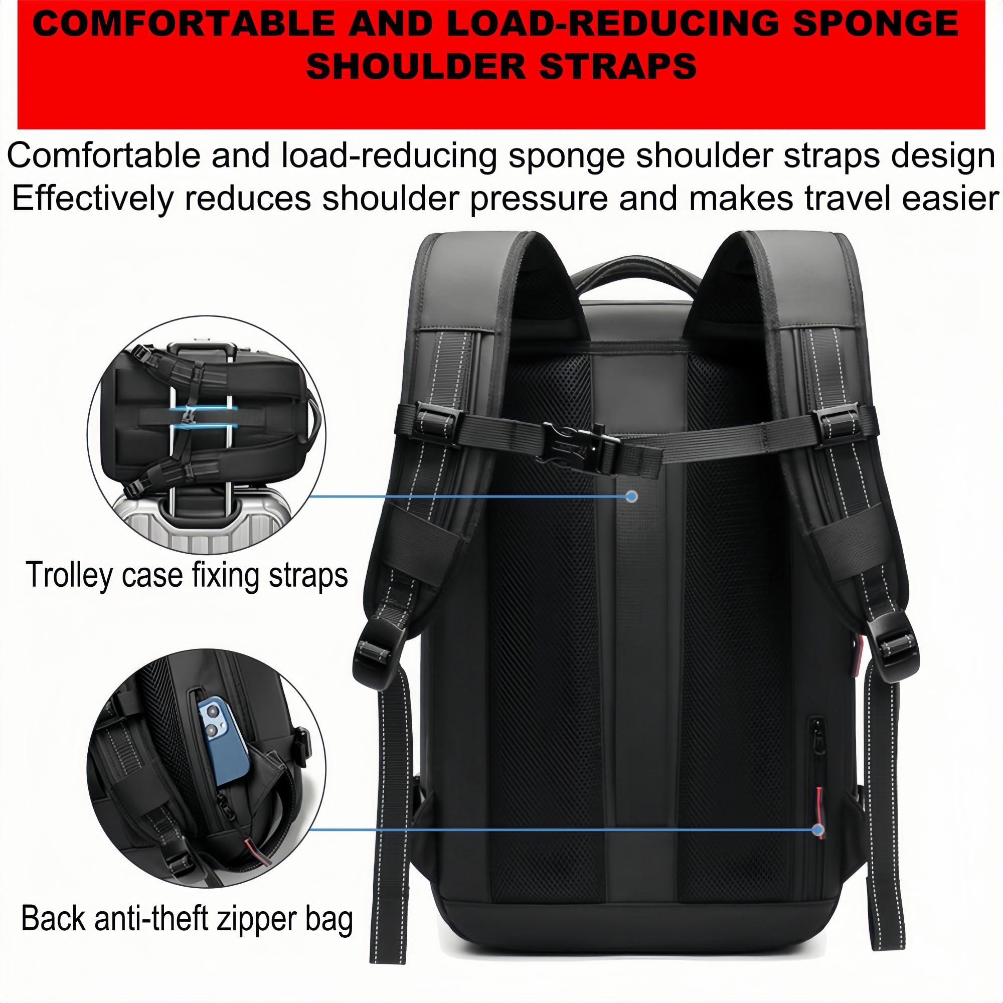 **Alepeak 60L Expandable Vacuum Compression Backpack - Large Capacity Anti-Theft Travel Backpack for Hiking, Camping & Air Travel (Black)**