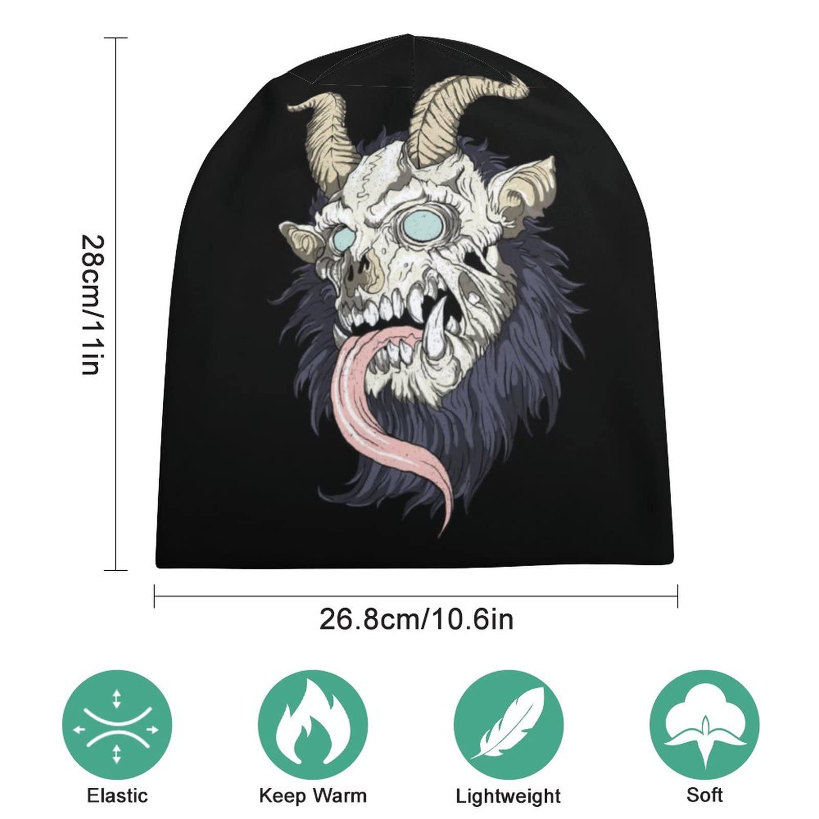 BAIKUTOUAN Krampus Of The Yule Lord Soft Warm Skull Cap - Lightweight Beanie Hat for Men & Women - Slouchy Design for Cycling, Work & Sleep - One Size Fits All - Perfect for Winter Outdoor Activities & Casual Wear