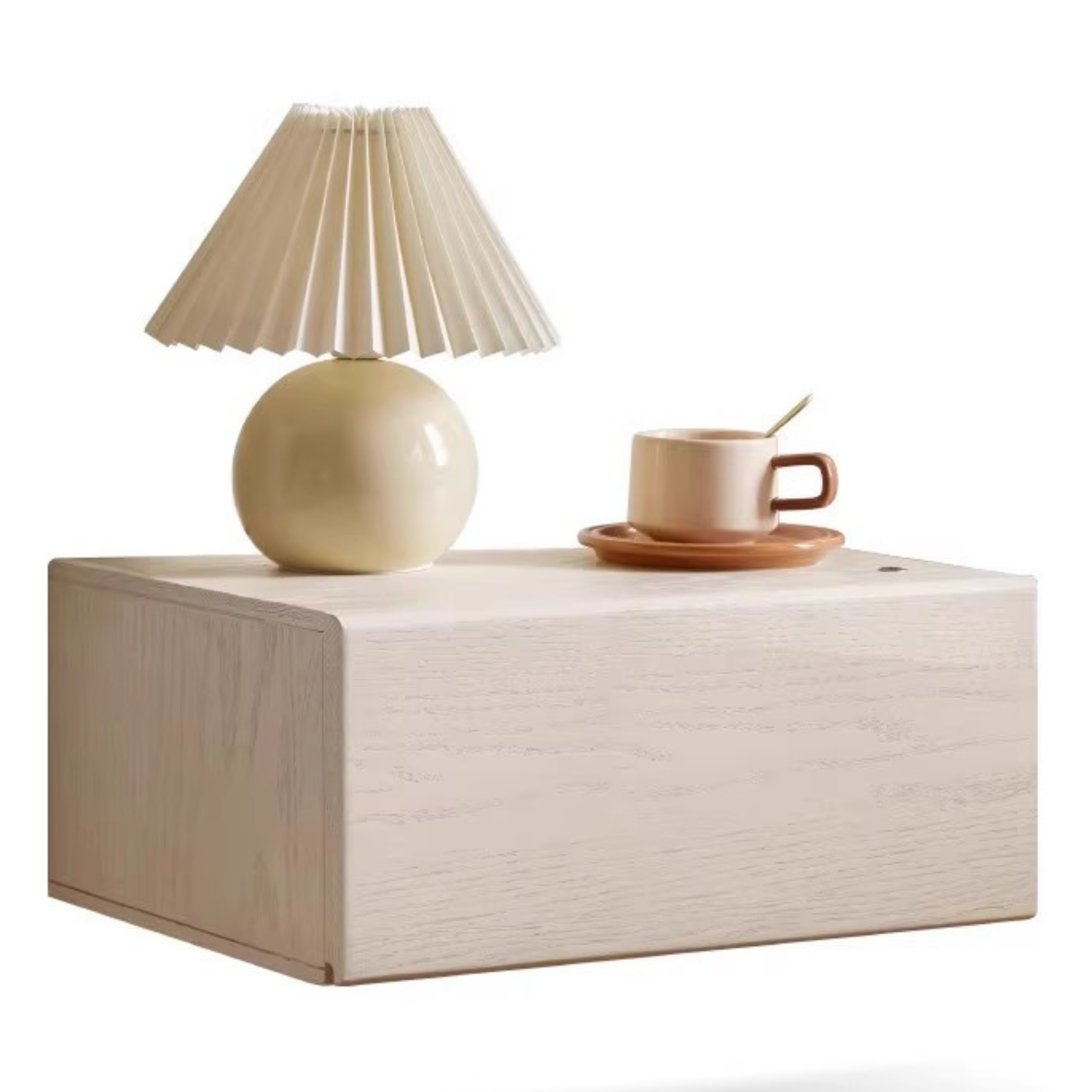 Solid Oak & Poplar Wood Floating Nightstand - Modern Bedside Table with Storage Shelf for Bedroom, Living Room, or Nursery