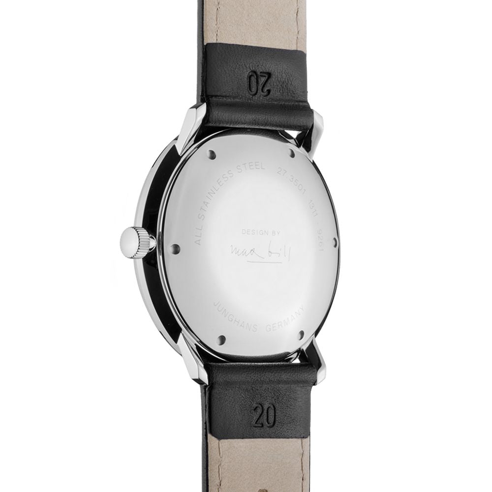 Max Bill Automatic Watch 38mm Sapphire Crystal Silver Dial Leather Strap - Perfect for Business, Casual & Formal Occasions