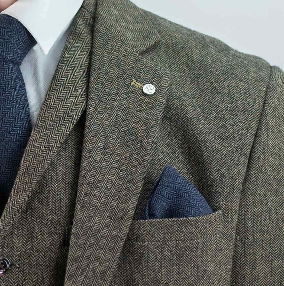 Cavani Martez Men's Brown 3-Piece Tweed Suit | Classic Formal Business Attire | Perfect for Weddings, Office & Special Occasions