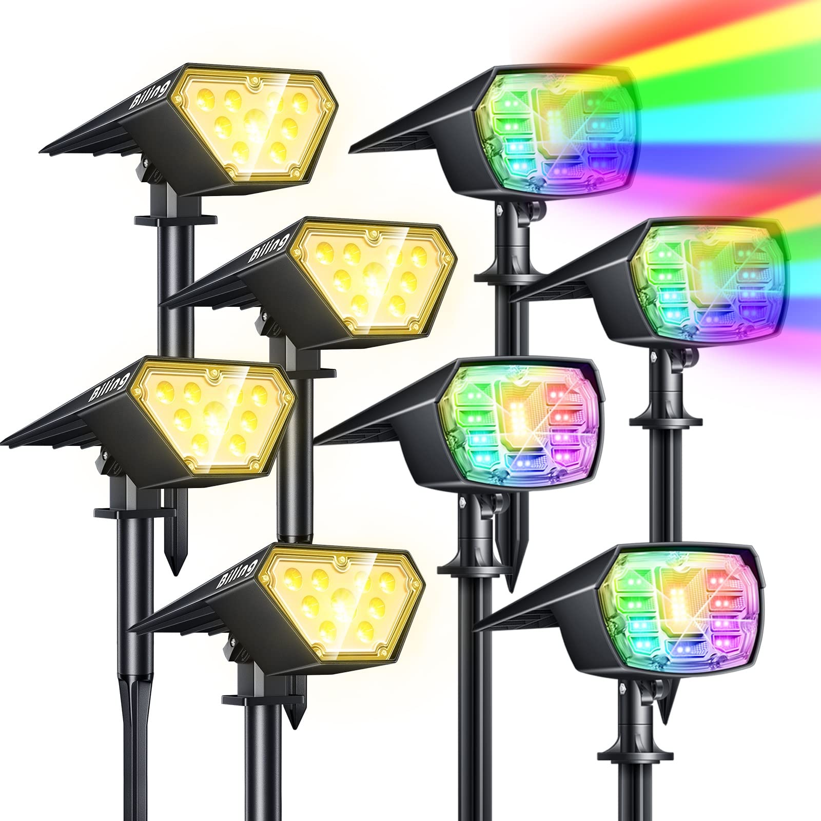 Biling Solar Spot Lights Outdoor, IP67 Waterproof Solar Garden Lights for Yard, Pathway, Landscape - Perfect for Patio, Lawn, Deck & Backyard Lighting