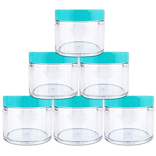 Beauticom 60ml (2oz) Clear Leak-Proof Plastic Jars with Teal Lids - 36 Pack for Cosmetics, Lotions, Creams & Salves | Perfect for DIY Beauty Products, Travel Toiletries & Home Organization