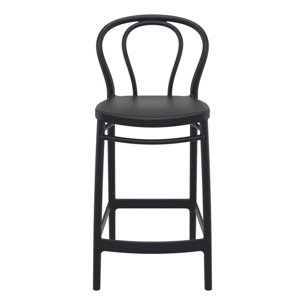 Victor Indoor Outdoor Counter Stools - Set of 2 Black Bar Stools for Kitchen Island, Patio, or Breakfast Nook - Durable & Weather Resistant Counter Height Stools