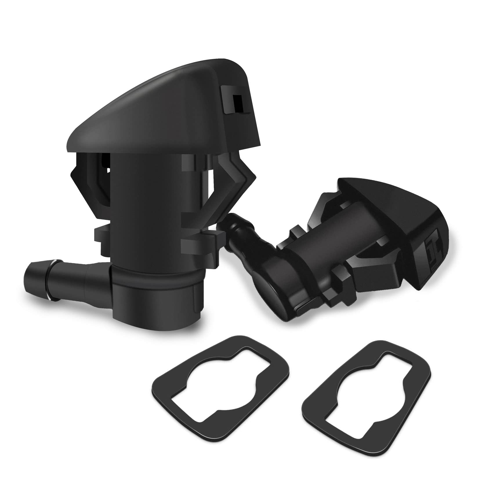 2PCS Front Windshield Washer Nozzles Replacement - Single Hole Windshield Sprayer Nozzles Compatible with Pontiac, Chevy, Jeep, Saturn - Replaces #55157323AA, 55157352AA, 55372143AB, 68260443AA, 55079049AA, 15247800 - Perfect for Car Windshield Cleaning and Maintenance