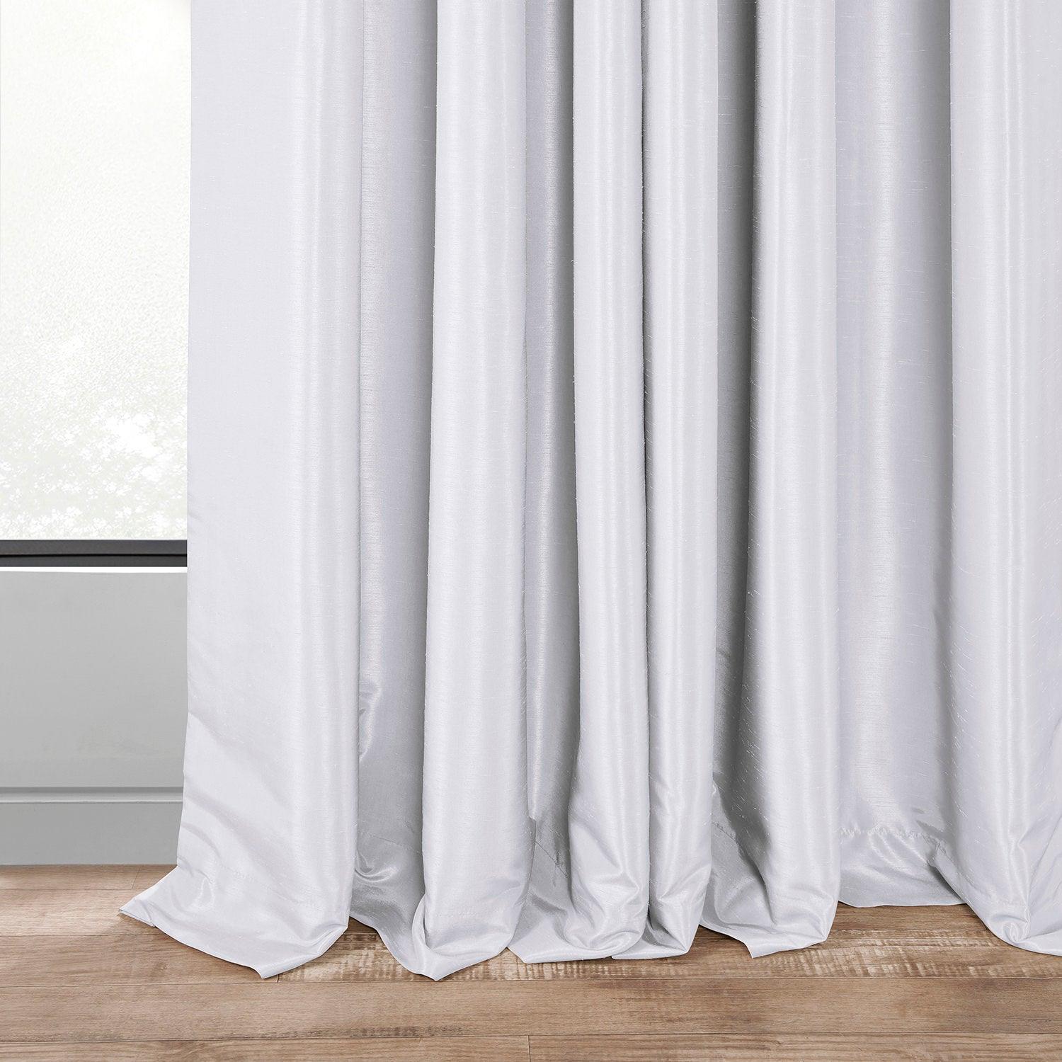 Elegant Ice French Pleat Vintage Textured Faux Dupioni Silk Blackout Curtains for Bedroom & Living Room - Light Blocking Thermal Insulated Window Drapes