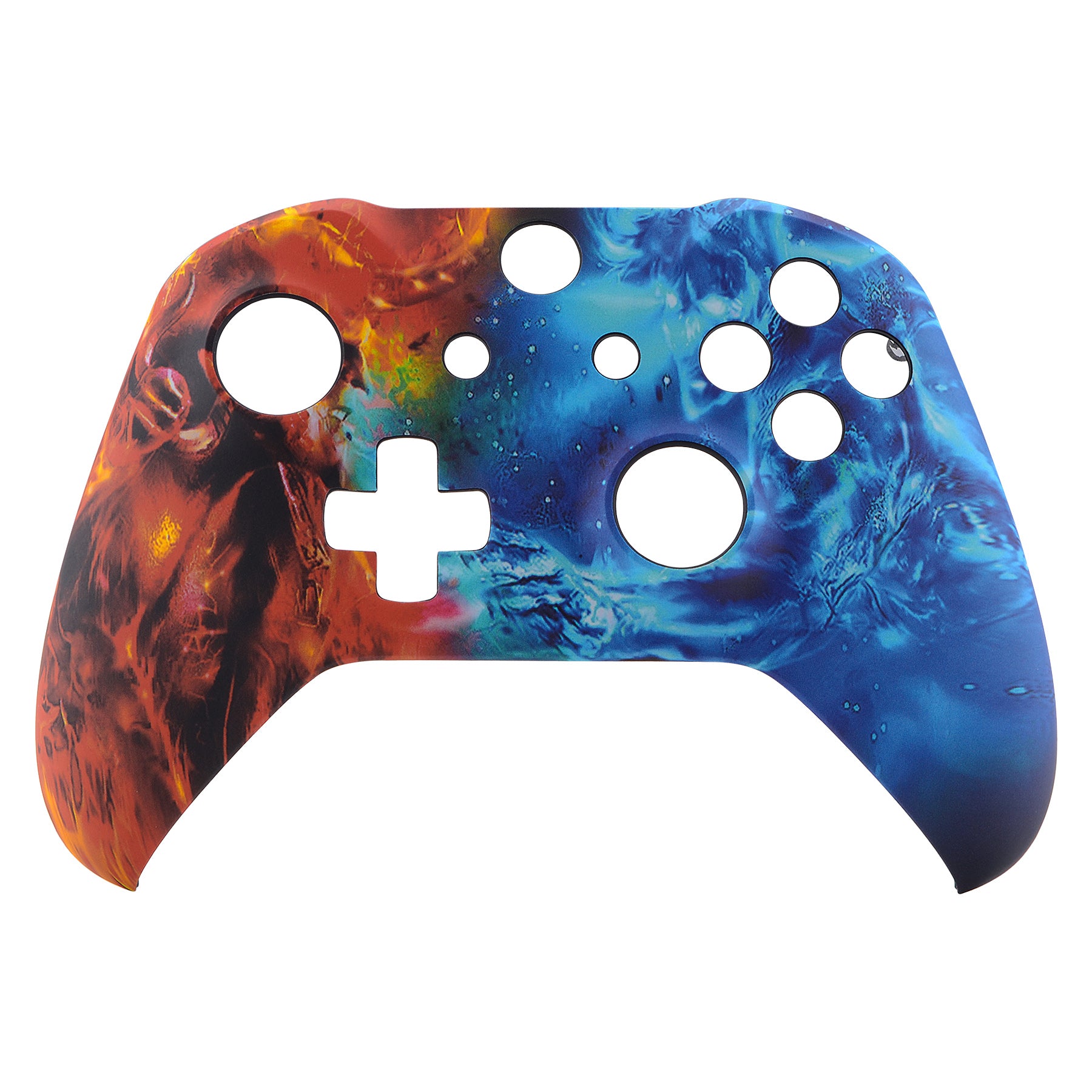 eXtremeRate Soft Touch Faceplate Cover Replacement Kit for Xbox One S & One X Controller (Model 1708) - Conflict Soul Patterned Front Housing Shell Case - Perfect for Gaming, Customization & Enhanced Grip - SXOFT44X