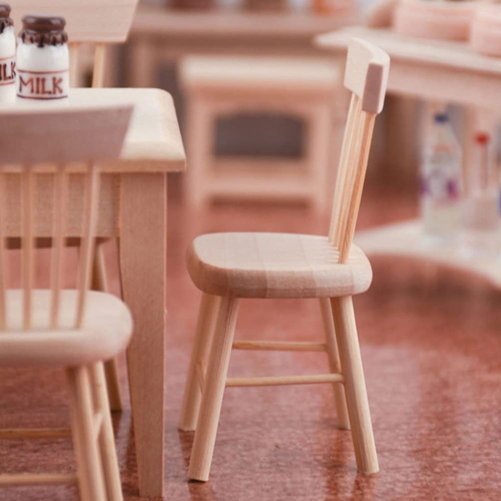 2PCS Miniature Wooden Dollhouse Chairs - Tiny House Furniture, DIY Mini Chair for Dollhouse, Small Landscape Props, Wooden Ornament for DIY Tiny House Projects - Perfect for Dollhouse Decor, Miniature Displays & DIY Craft Scenes