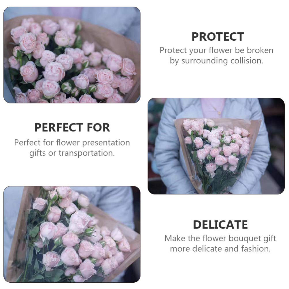 50pcs Kraft Paper Flower Bouquet Wraps - Eco-Friendly Rose Packaging Sleeves for Wedding, Birthday & Party Decorations - Perfect for Gift Wrapping, Floral Arrangements and Present Packaging