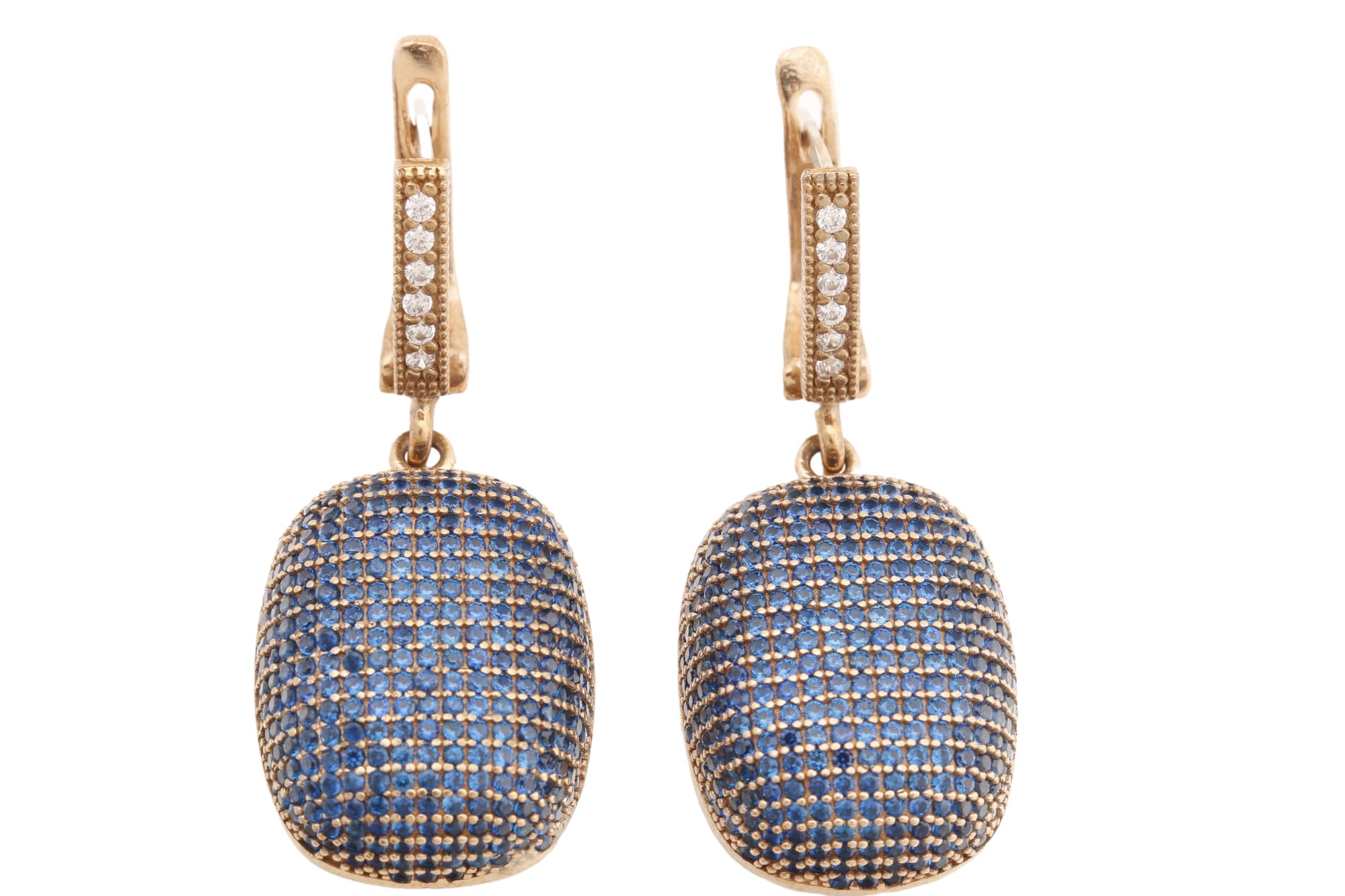 Exquisite Turkish Handmade 925 Sterling Silver Dangle Earrings with Round Cut Sapphire Zircon Stones | Elegant Drop Earrings for Women | Perfect for Weddings, Parties & Special Occasions