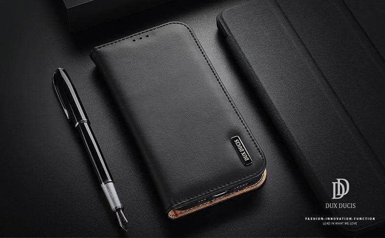 Dux Ducis Genuine Leather iPhone 13 Pro Wallet Case with Card Slots - Slim Protective Cover for Everyday Use & Business Travel