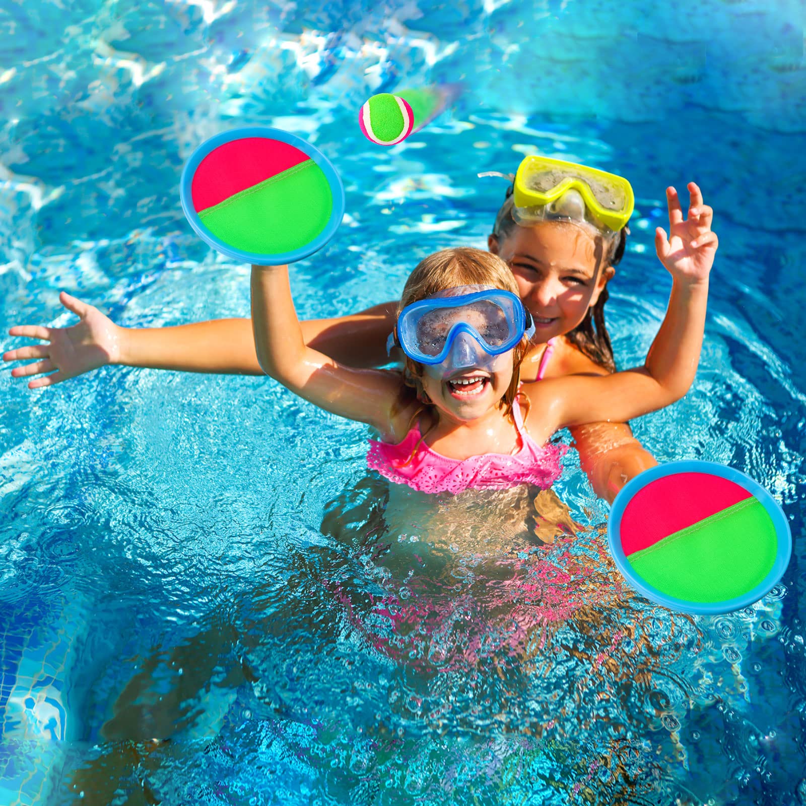 Ayeboovi Toss and Catch Ball Game Set - Outdoor Sports Toys for Kids Ages 3-10 with 2 Paddles & 2 Balls - Perfect for Backyard, Beach, Pool, Park Play - Great Birthday, Easter, Valentine's Day Gift for Boys and Girls