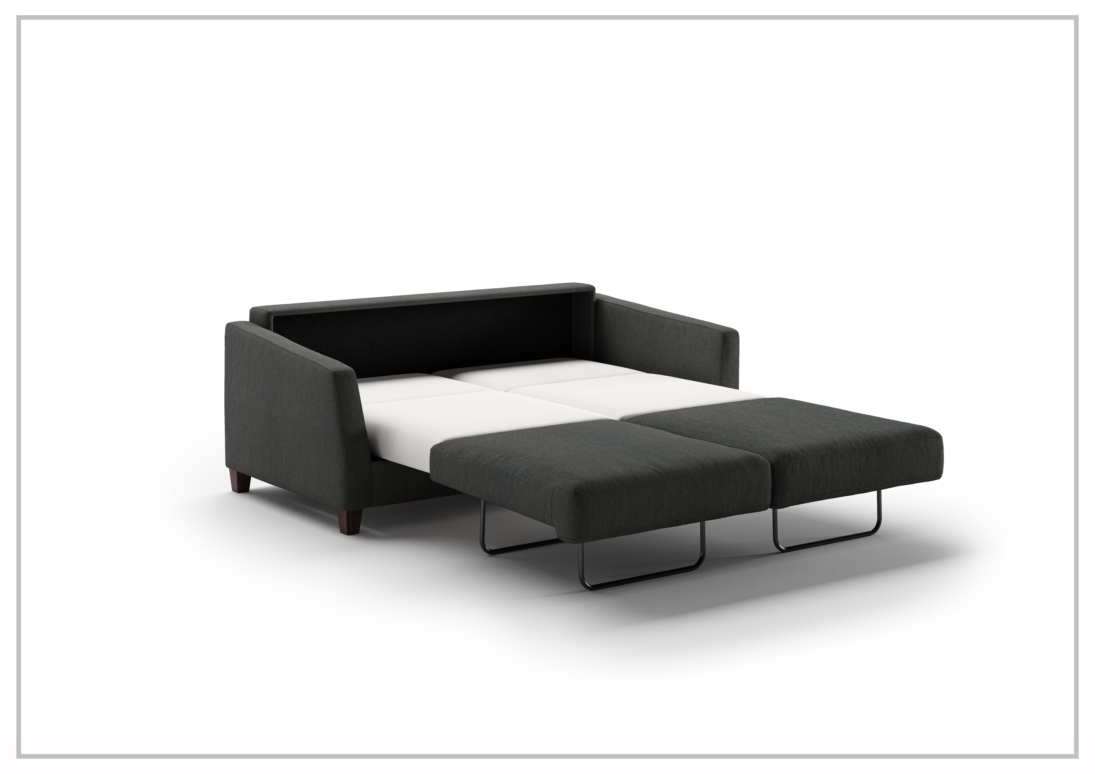 Luonto Monika Fabric Queen Sleeper Sofa with Wood or Chrome Legs - Convertible Sofa Bed for Small Spaces, Guest Rooms & Apartments