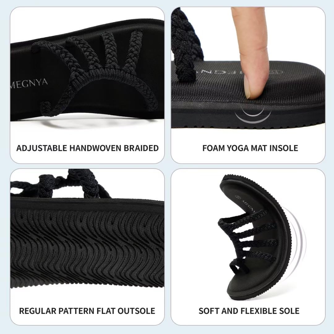Megnya Women's Yoga Mat Flip Flops - Comfortable Foam Walking Sandals | Lightweight Flexible Slippers for Beach, Pool, Travel & Outdoor Activities | Perfect for Yoga, Vacation & Relaxation