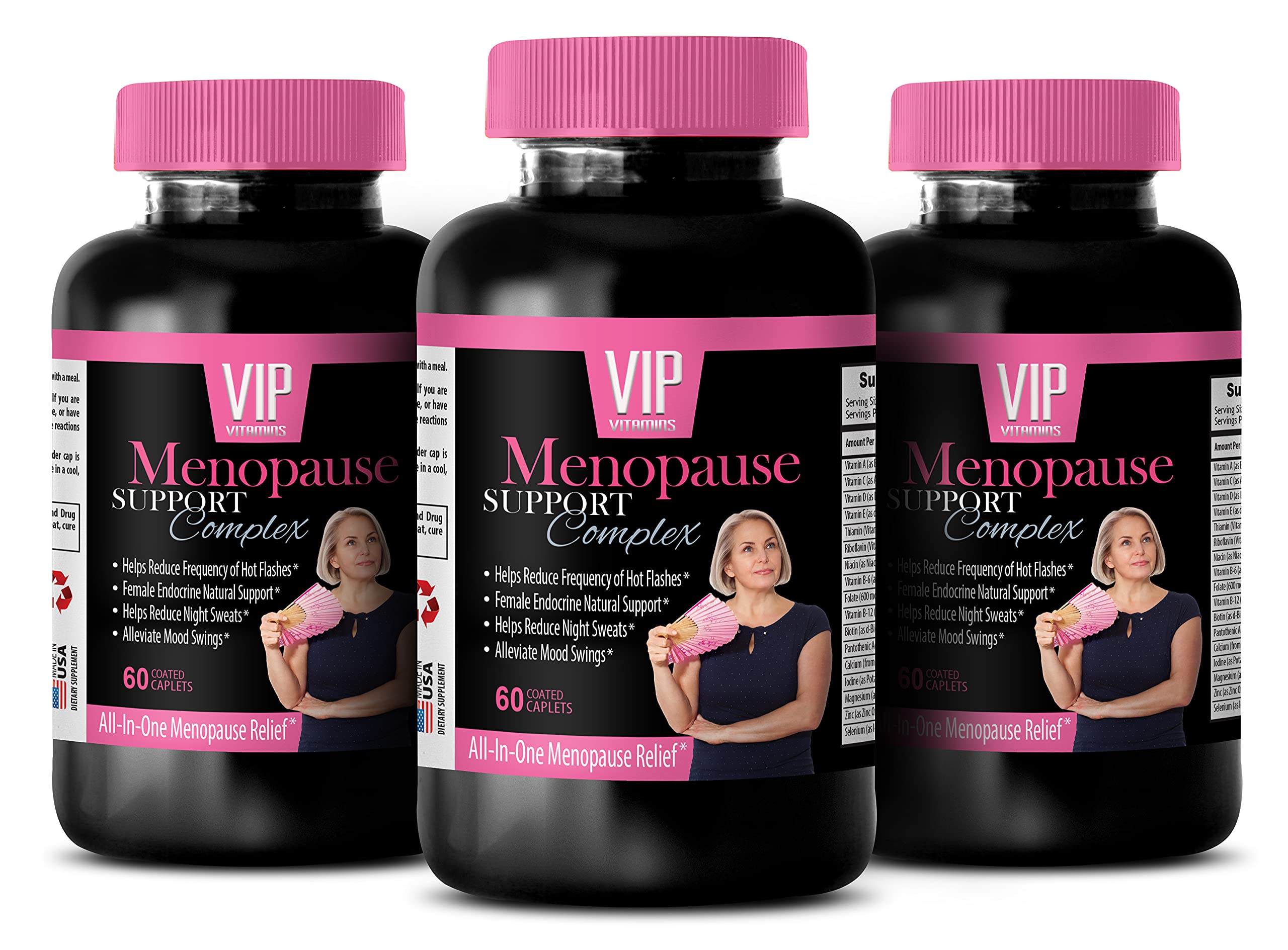 VIP SUPPLEMENTS Menopause Joint Pain Relief Supplement - Natural Menopause Support Complex with Herbal Extracts for Hot Flashes & Night Sweats Relief - 180 Caplets (3 Month Supply) - Supports Bone Health & Comfort During Menopause Transition