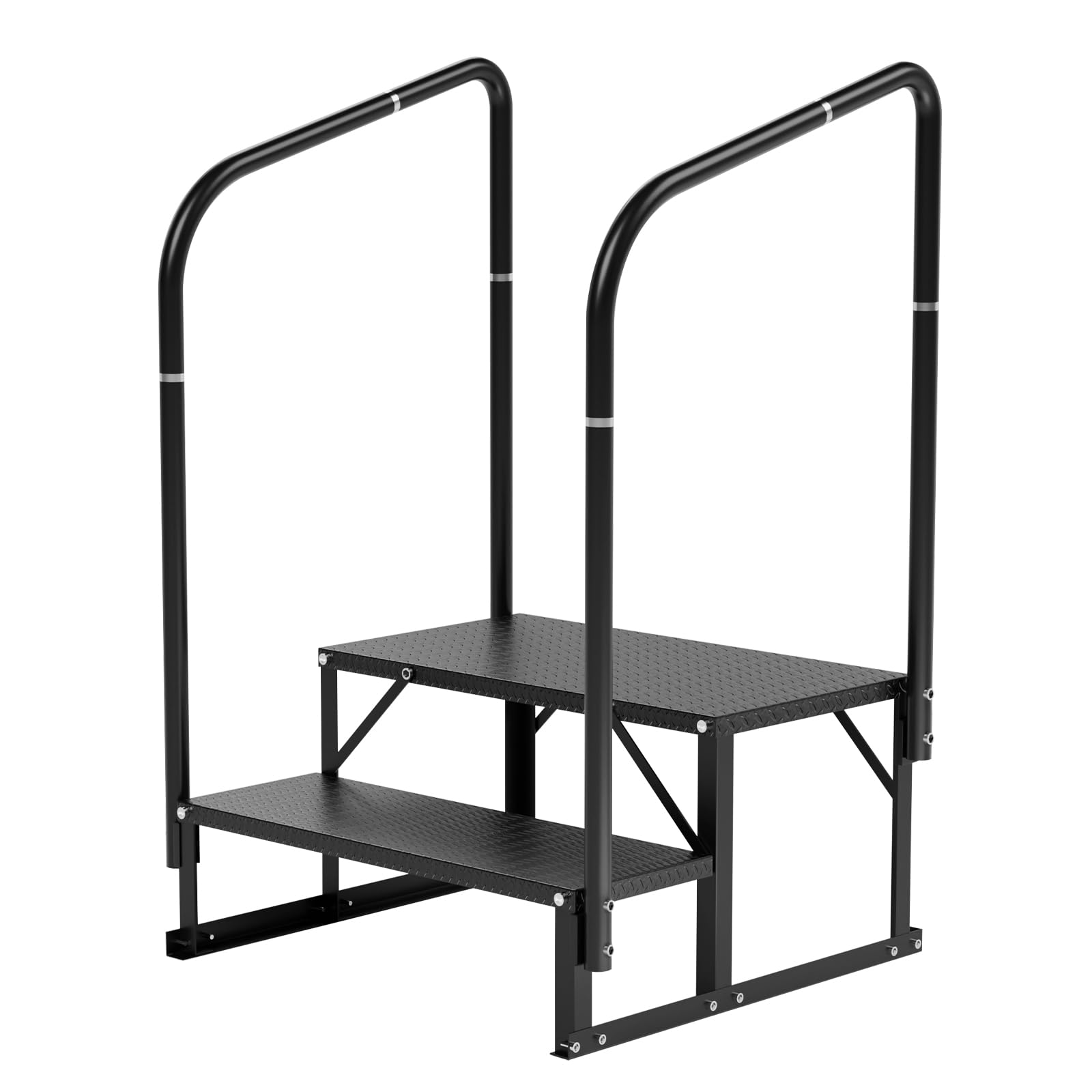 2-Step RV Stairs with Handrail - Non-Slip Camper Steps for RV, Trailer & Mobile Home - Durable Outdoor Stairs for Hot Tub, Spa & RV Entry - Perfect for Camping & Backyard Relaxation