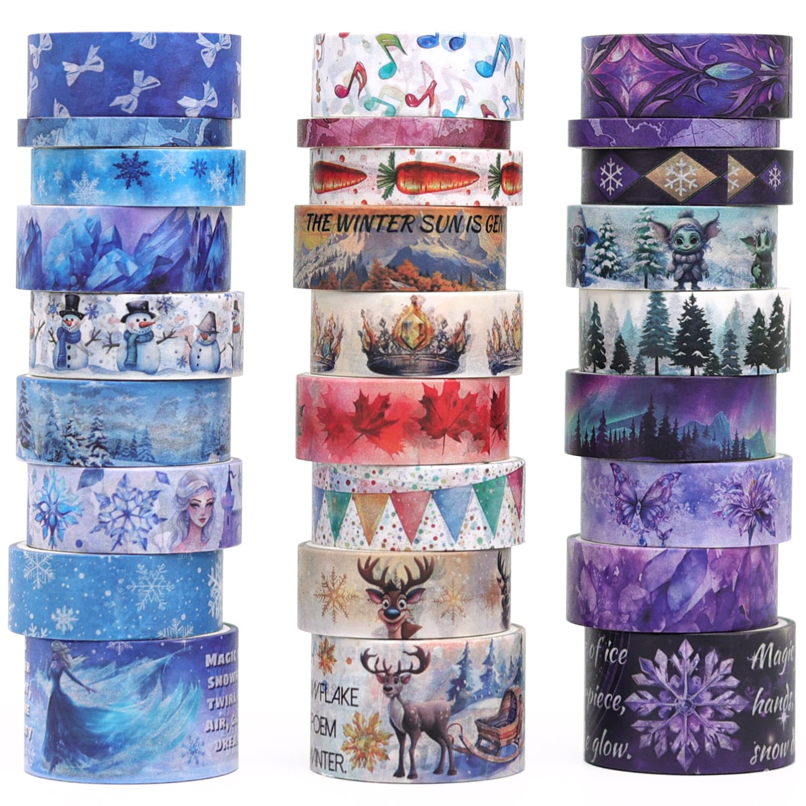 Christmas Washi Tape Set - 27 Rolls Decorative Tape with Snowflake & Winter Designs for Journaling, Scrapbooking, DIY Crafts, Gift Wrapping & Holiday Decorations - Perfect for Bullet Journals, Scrapbooks, Christmas Cards & Kids Crafts