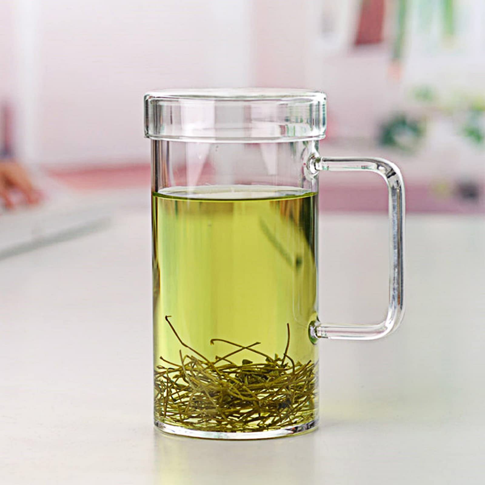 Premium 20oz Borosilicate Glass Coffee Mug with Glass Lid - Large Capacity Tea Cup for Hot & Cold Drinks - Perfect for Reading, Office, and Home Use