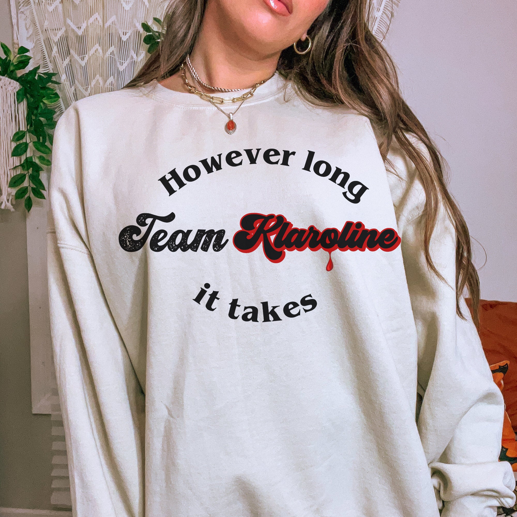 Team Klaroline Sweatshirt | The Vampire Diaries TVD Merch | Klaus Mikaelson Inspired Apparel | Perfect TVD Fan Gift for Cosplay & Casual Wear