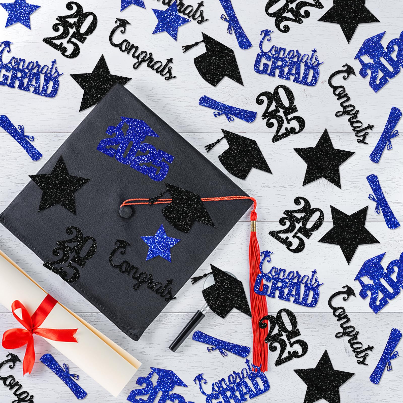 200Pcs Blue Graduation Confetti for Tables - 2025 Graduation Party Decorations - Perfect for Grad Party, Table Scatter, and Celebration Decor