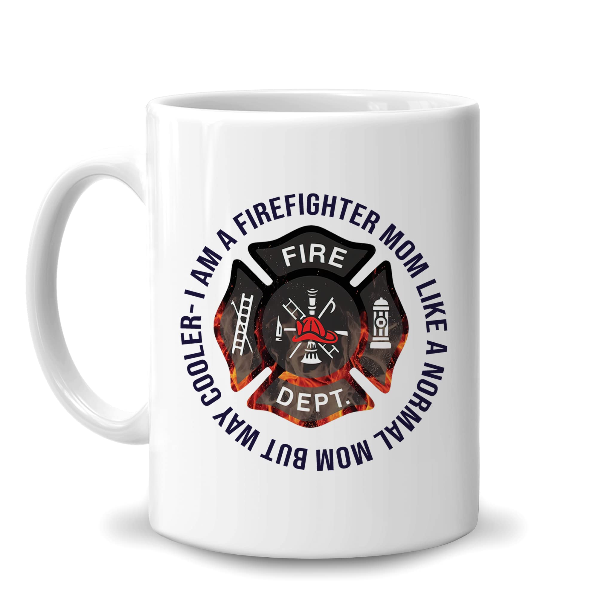 HYTURTLE Firefighter Mom Gift - 11oz White Ceramic Coffee Tea Mug for Women - Perfect for Birthday, Christmas, Mother's Day - Ideal for Home, Office, or Station Use