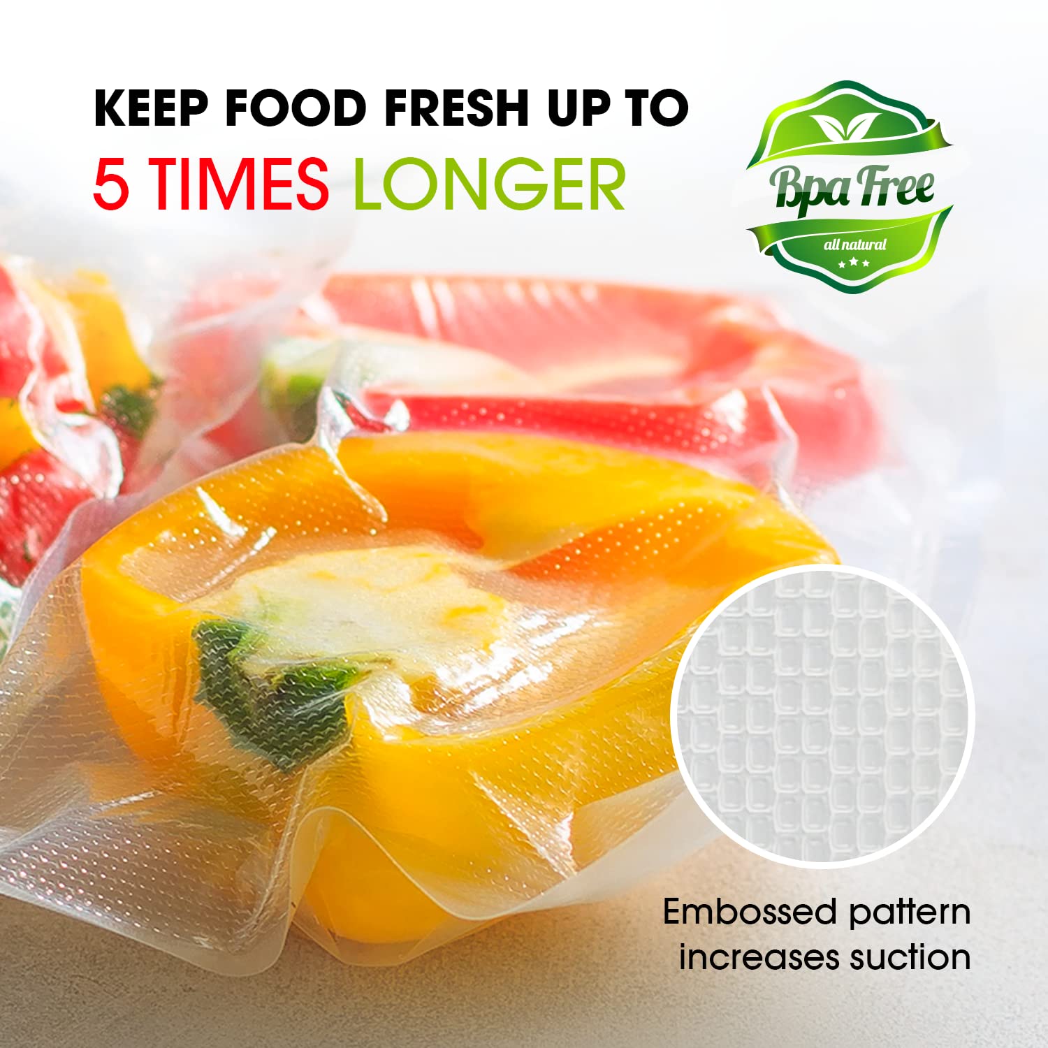 Premium Vacuum Sealer Bags - 100 Pint (6”x10”) & 100 Quart (8”x12”) Food Saver Bags for Sous Vide, Meal Prep & Long-Term Food Storage | Heavy-Duty, Precut, Airtight Seal | Perfect for Freezing, Marinating & Organizing Kitchen