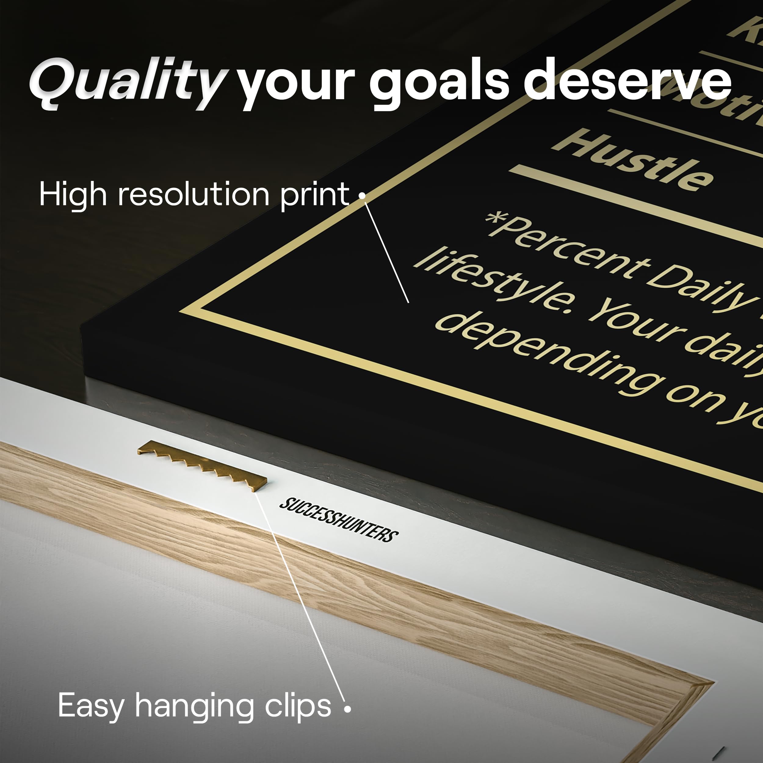Hustle Nutrition Facts Motivational Wall Art - 48x36 Inch Inspirational Office & Bedroom Decor - Success Quote Canvas Poster for Home, Gym & Workspace Motivation