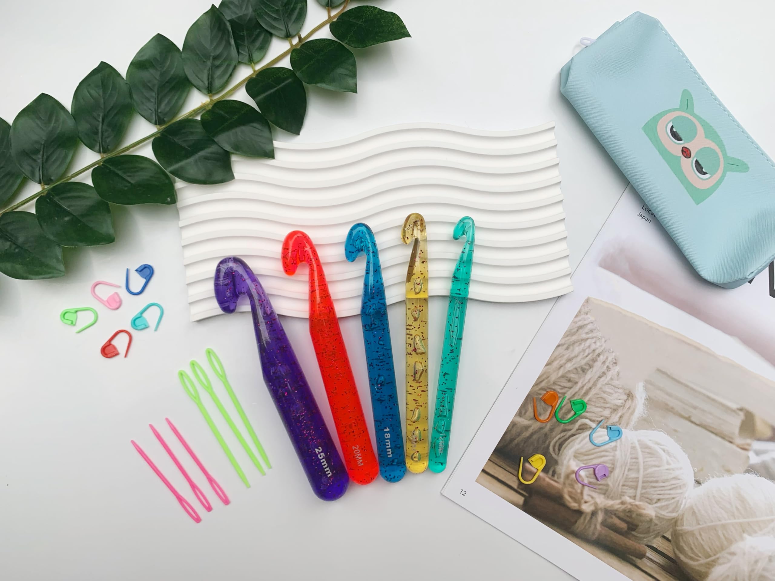 Chunky Yarn Crochet Hooks Set 12mm-25mm (22pcs) for Arm Knitting & Blankets