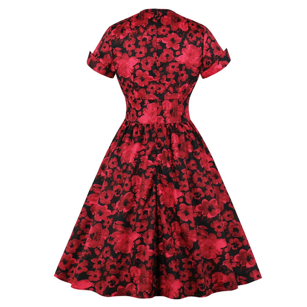 Women's High Waist Wrap Floral Pleated Skirt - Retro Vintage Style Dress for Casual, Office & Party Wear