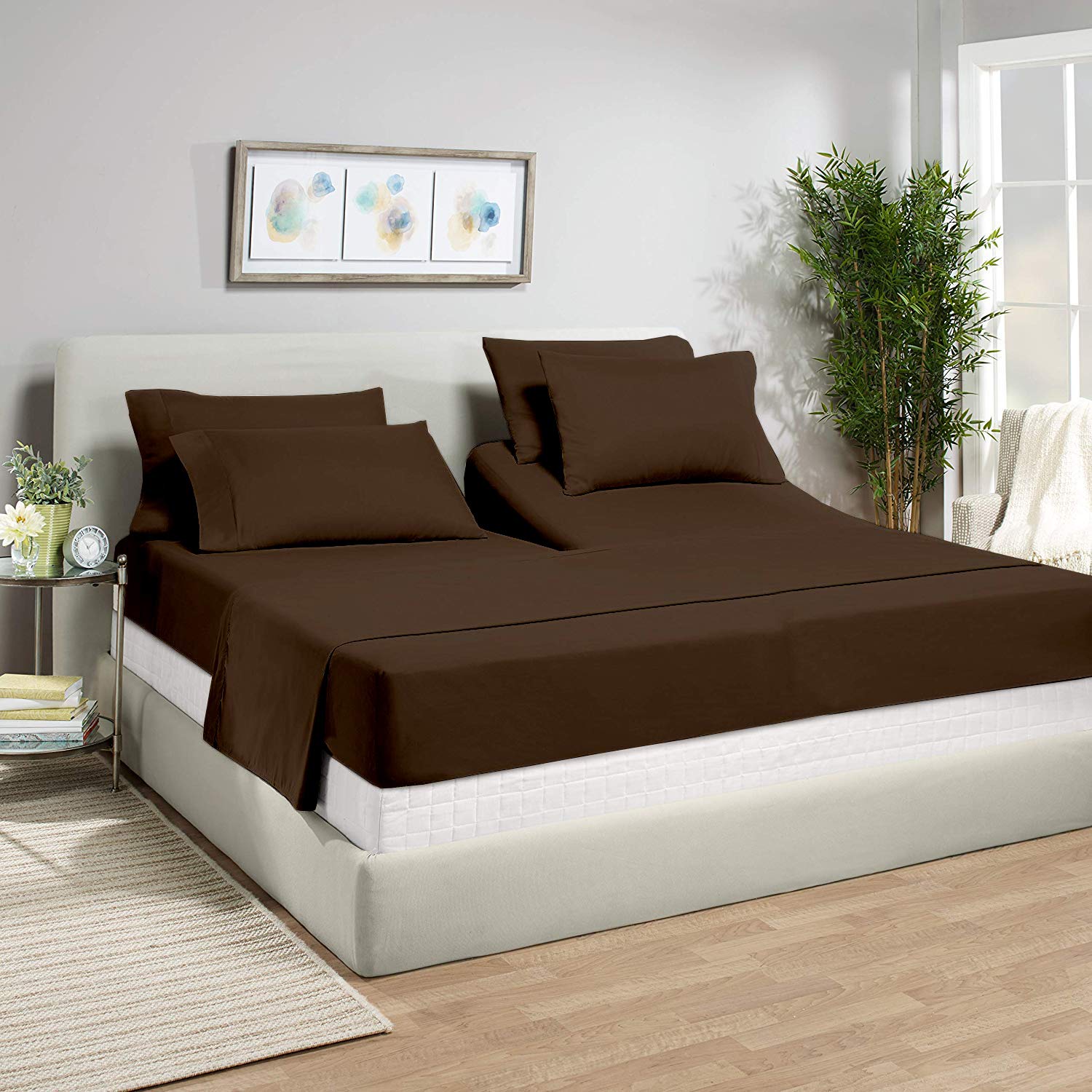Split King Sheets Set - 100% Cotton 400-Thread-Count Adjustable Bed Sheets with 15