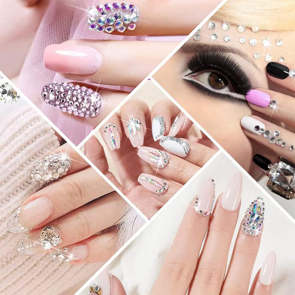 Angelie Glitter Rhinestones Professional Nail Brush Set - Salon Quality Nail Art Tools for Women & Girls - Perfect for Home, Nail Salon & Professional Nail Artists - Create Stunning Glitter & Rhinestone Nail Designs